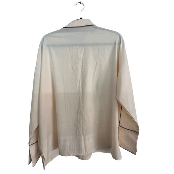Oak + Fort Women's Cream Collared Long Sleeves Button Down Shirt Top Size large - Picture 5 of 9